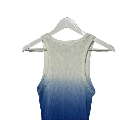 SUNDRY WMNS SZ 3/LARGE COTTON MODAL RIBBED STRETCH TANK TOP OMBRE BLUE WHITE NEW - Picture 6 of 11